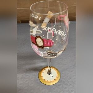 Lolita Love MY Wine IT'S 5 o'CLOCK SOMEWHERE Wine Glass w/Recipe on the Bottom